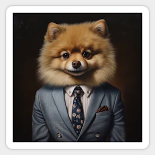 Pomeranian Dog in Suit Sticker